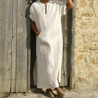 Image of Max | Men's V-Neck Side Slit Long Shirt
