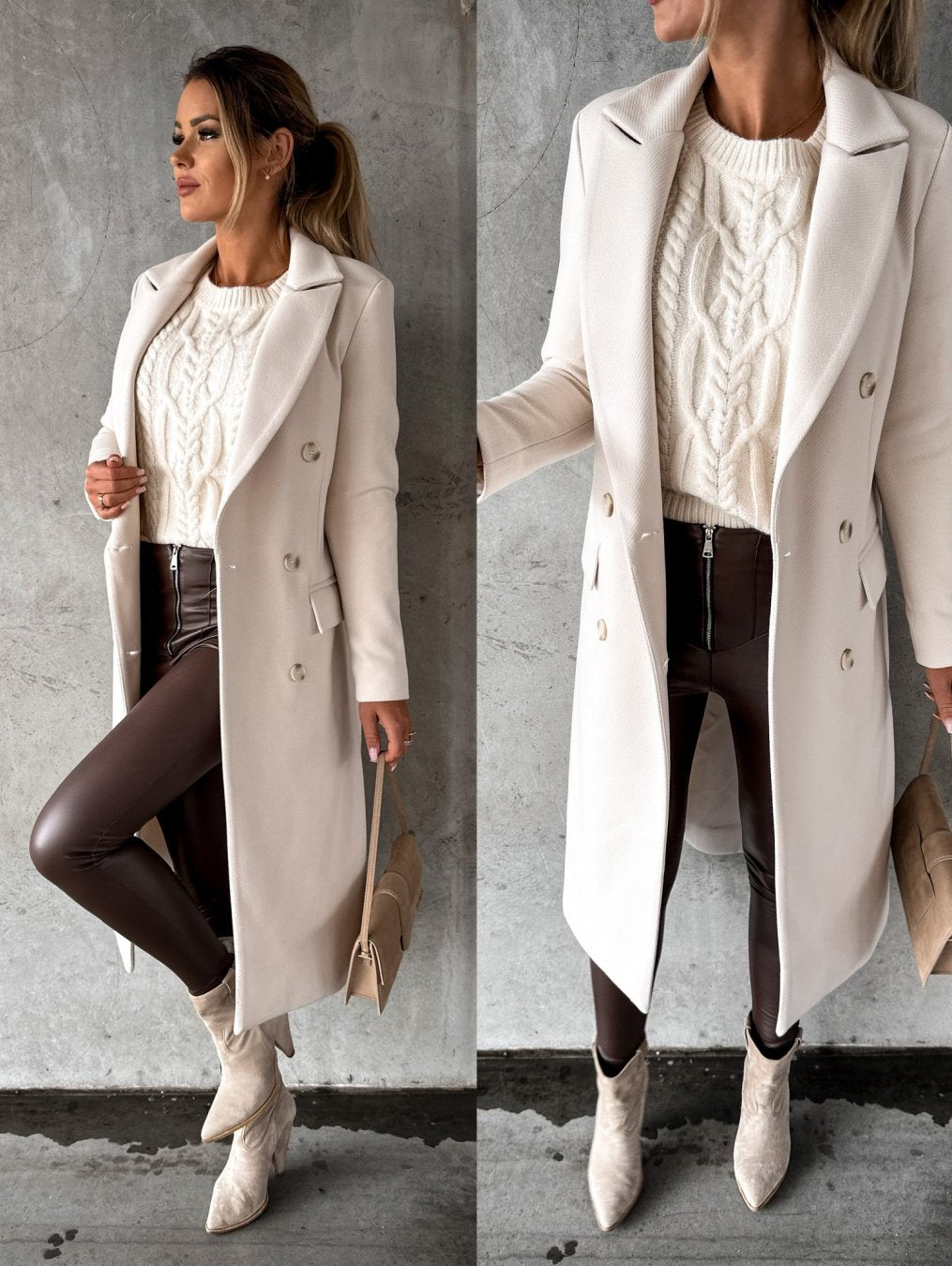 Melanie Women's Double Breasted Long Coat - Vonnera