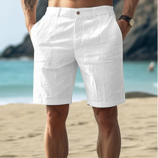 Men's Linen Shorts Lightweight Beige - Vonnera