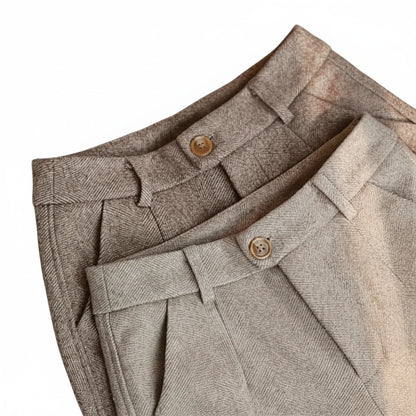 Men's Herringbone Straight Leg Dress Pants