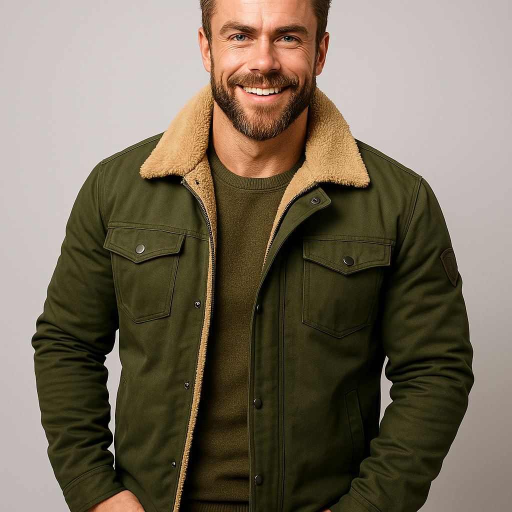 Men's Bomber Jacket Lined Warm Insulated Black