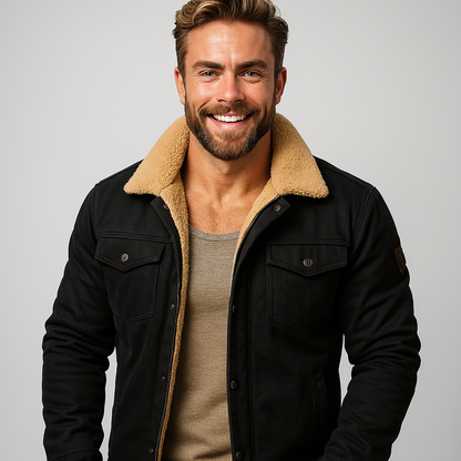Men's Bomber Jacket Lined Warm Insulated Black