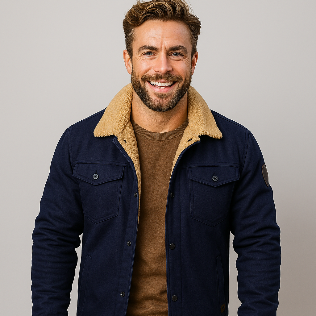 Men's Bomber Jacket Lined Warm Insulated Black