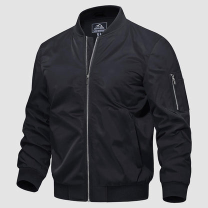 Men's Quilted Bomber Jacket Windproof Nylon Black - Vonnera