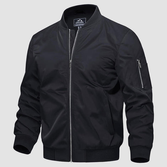 Men's Quilted Bomber Jacket Windproof Nylon Black - Vonnera