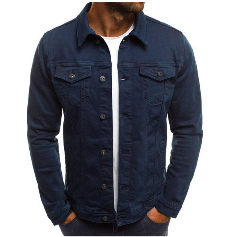 Men's Denim Jacket Multi-Pocket Casual Blue