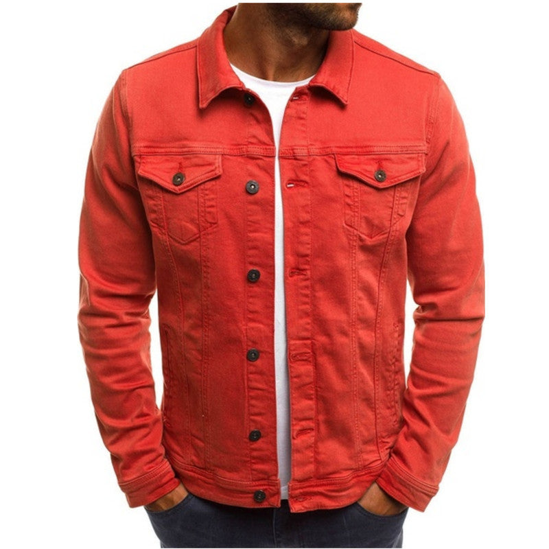 Men's Denim Jacket Multi-Pocket Casual Blue