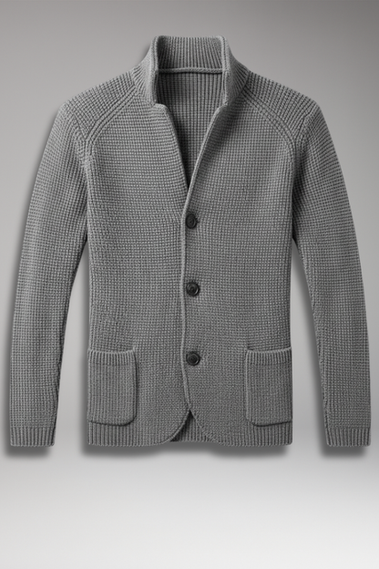 Men's Knit Blazer Stand Collar Pockets - Vonnera