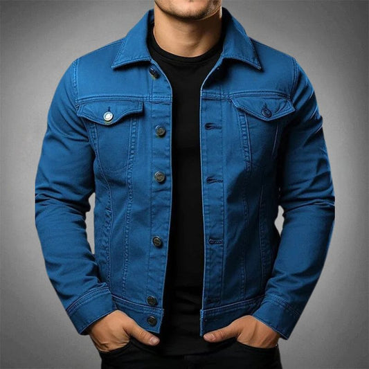 Men's Cotton Denim Jacket Classic Blue - Vonnera