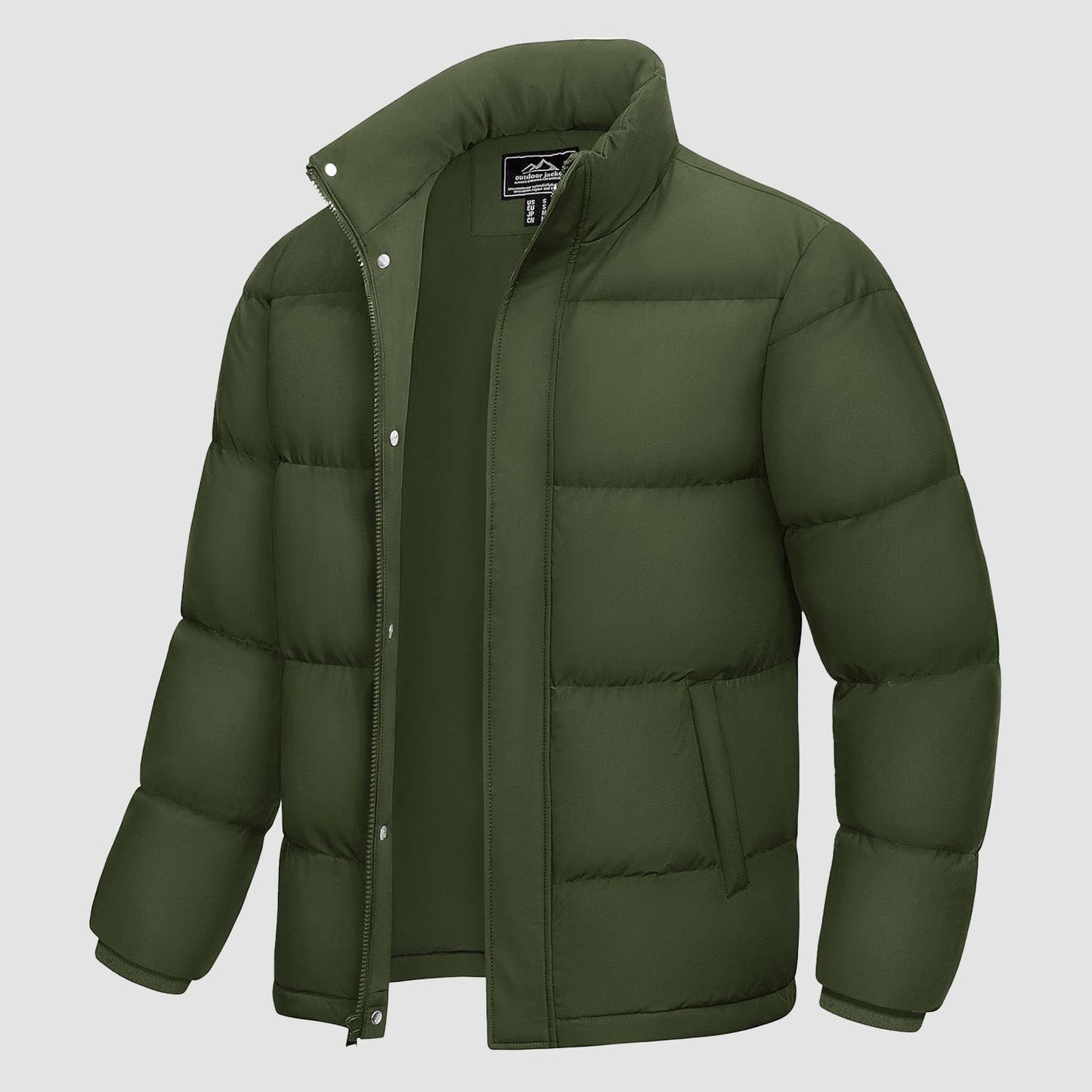 Men's Down Puffer Jacket Water-Resistant Black