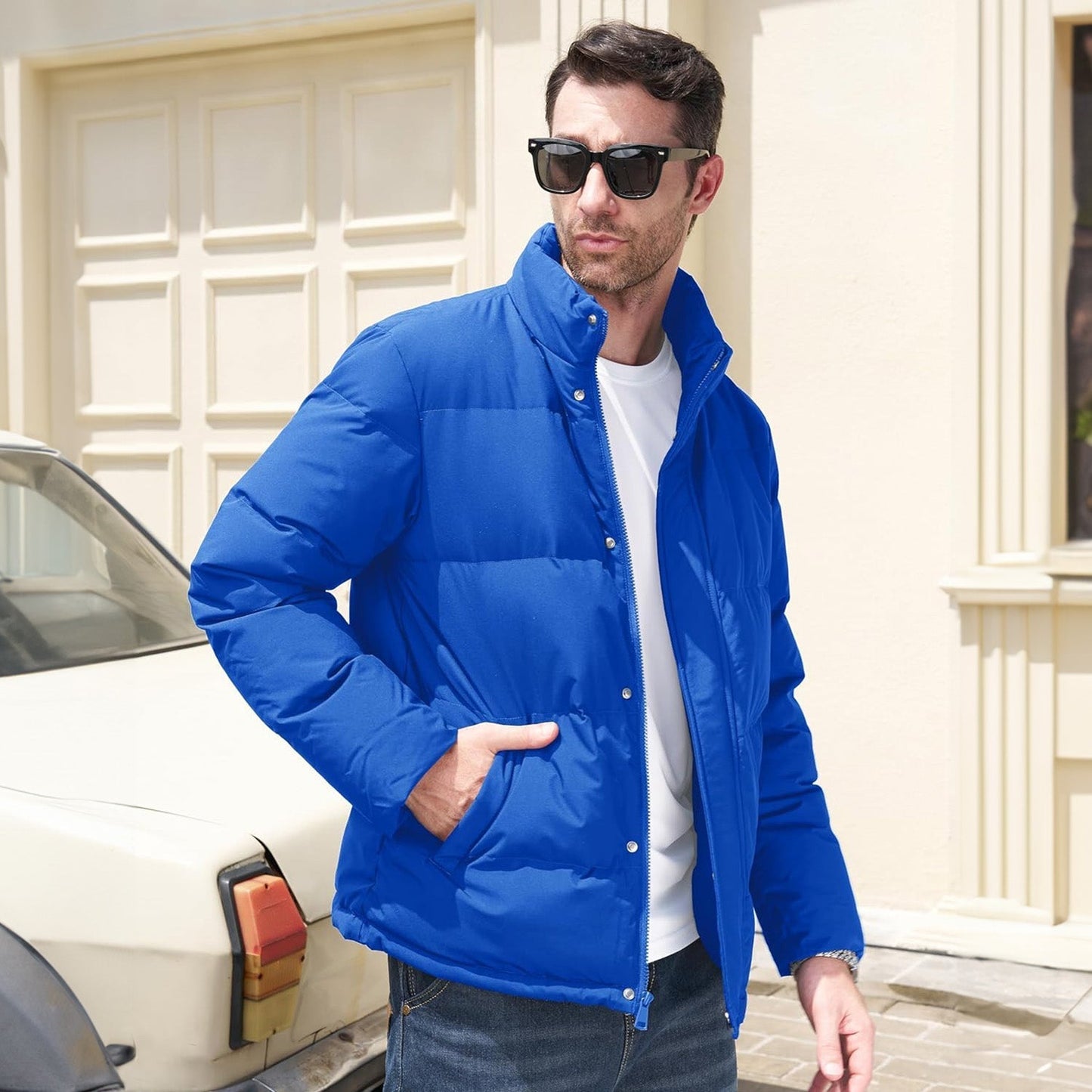 Men's Down Puffer Jacket Water-Resistant Black