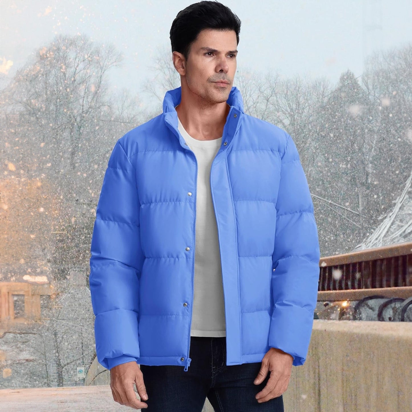 Men's Down Puffer Jacket Water-Resistant Black