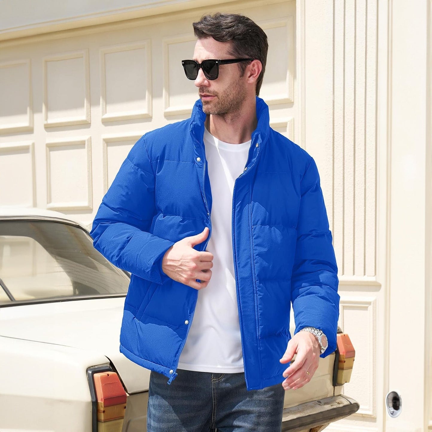 Men's Down Puffer Jacket Water-Resistant Black