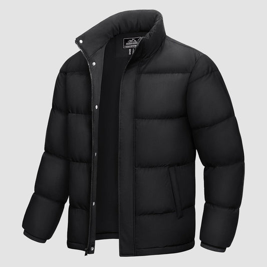 Men's Down Puffer Jacket Water-Resistant Black - Vonnera