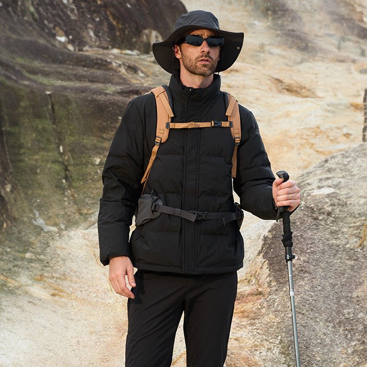 Men's Down Puffer Jacket Water-Resistant Black