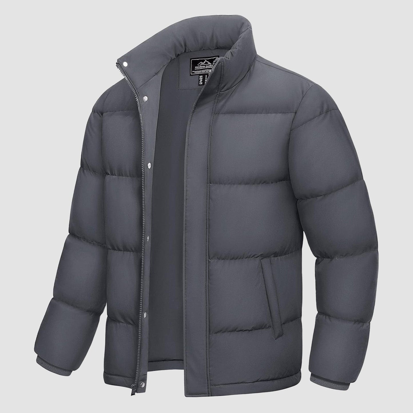 Men's Down Puffer Jacket Water-Resistant Black