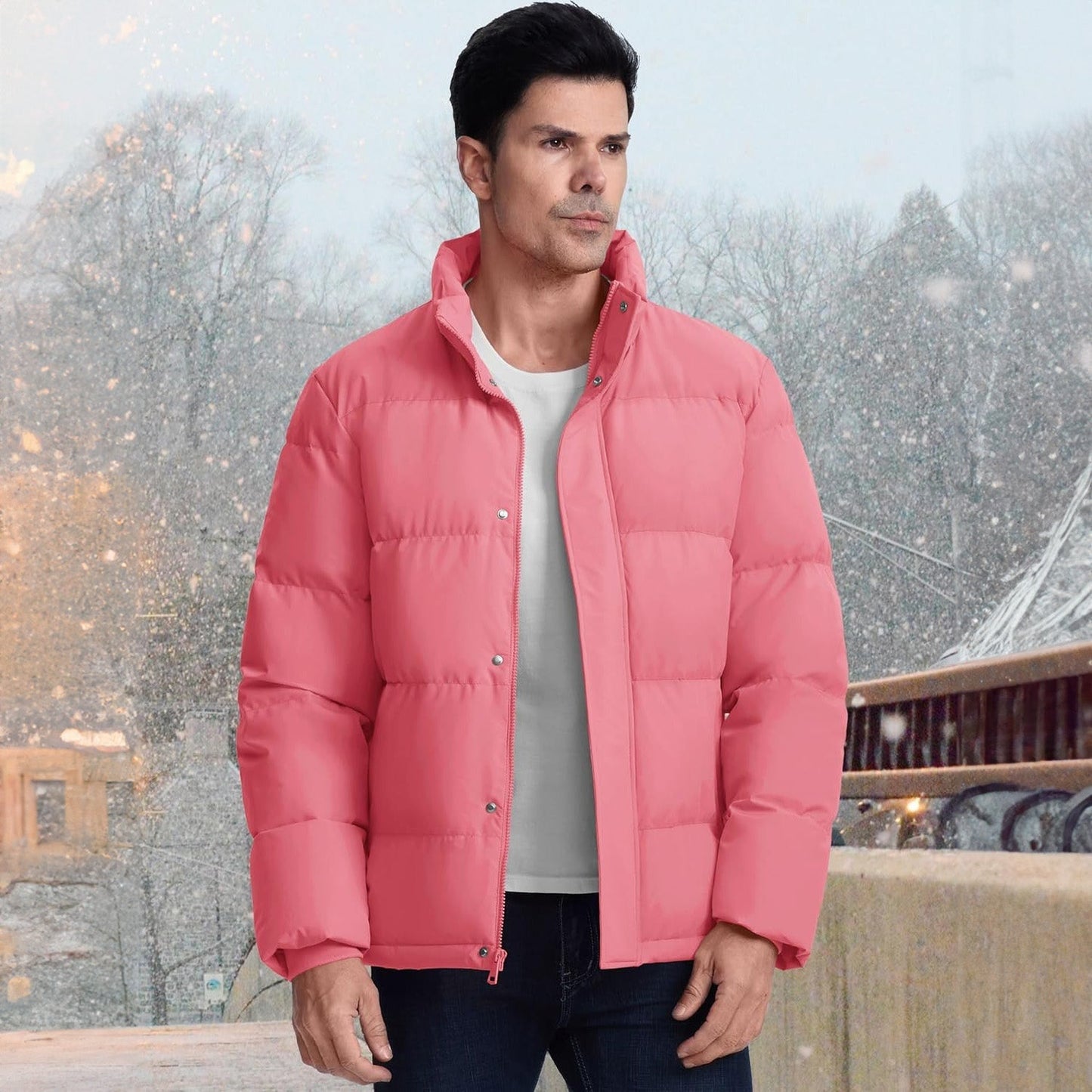 Men's Down Puffer Jacket Water-Resistant Black