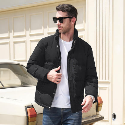 Men's Down Puffer Jacket Water-Resistant Black