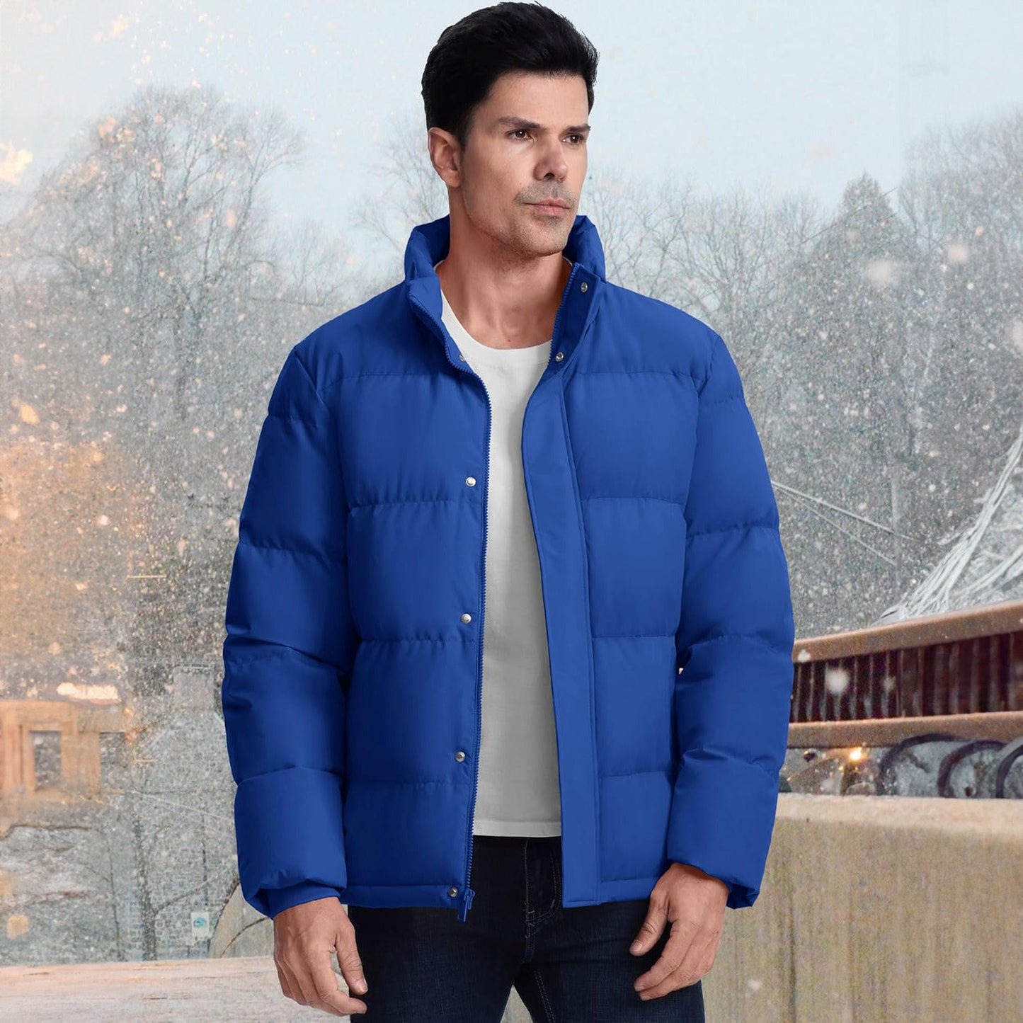Men's Down Puffer Jacket Water-Resistant Black