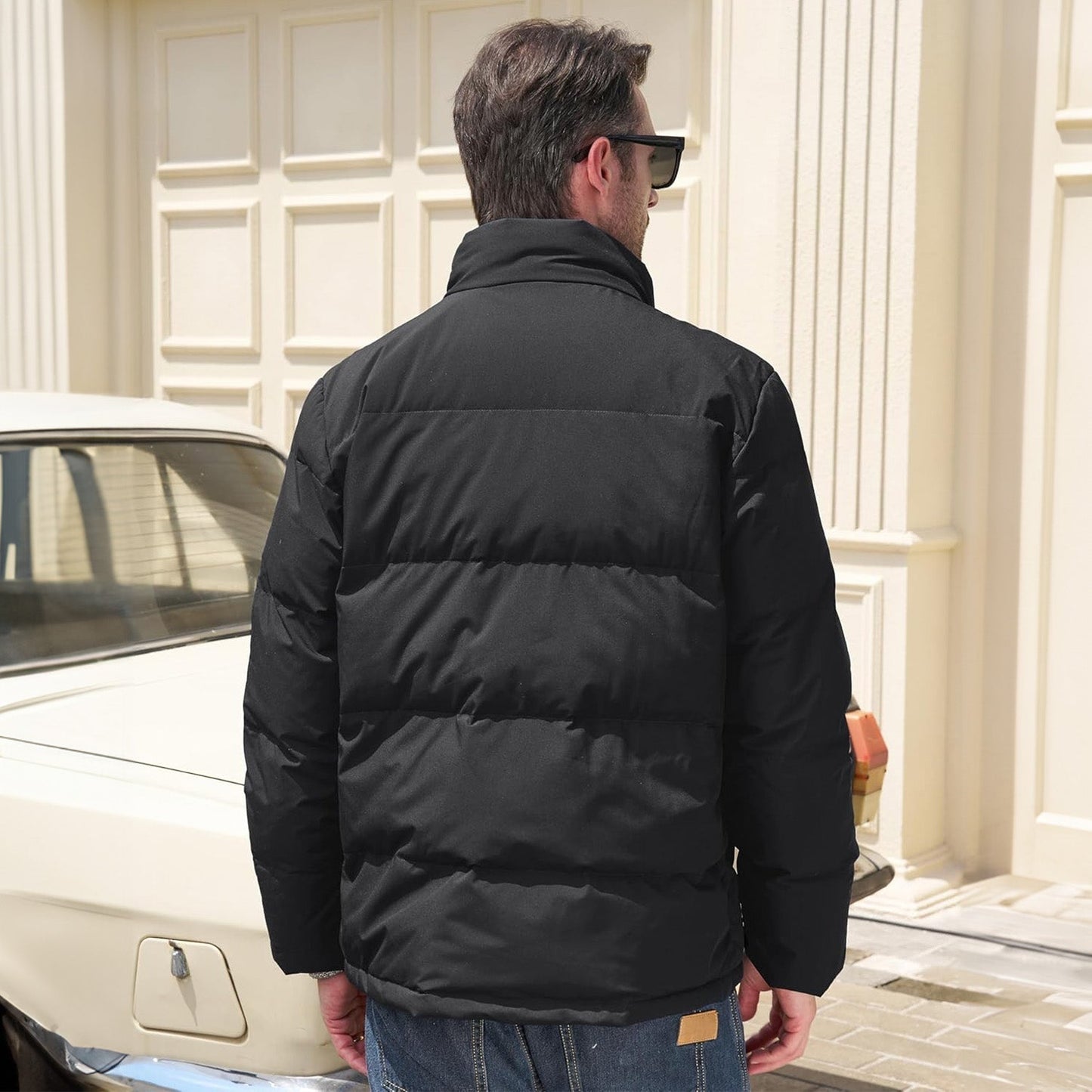 Men's Down Puffer Jacket Water-Resistant Black