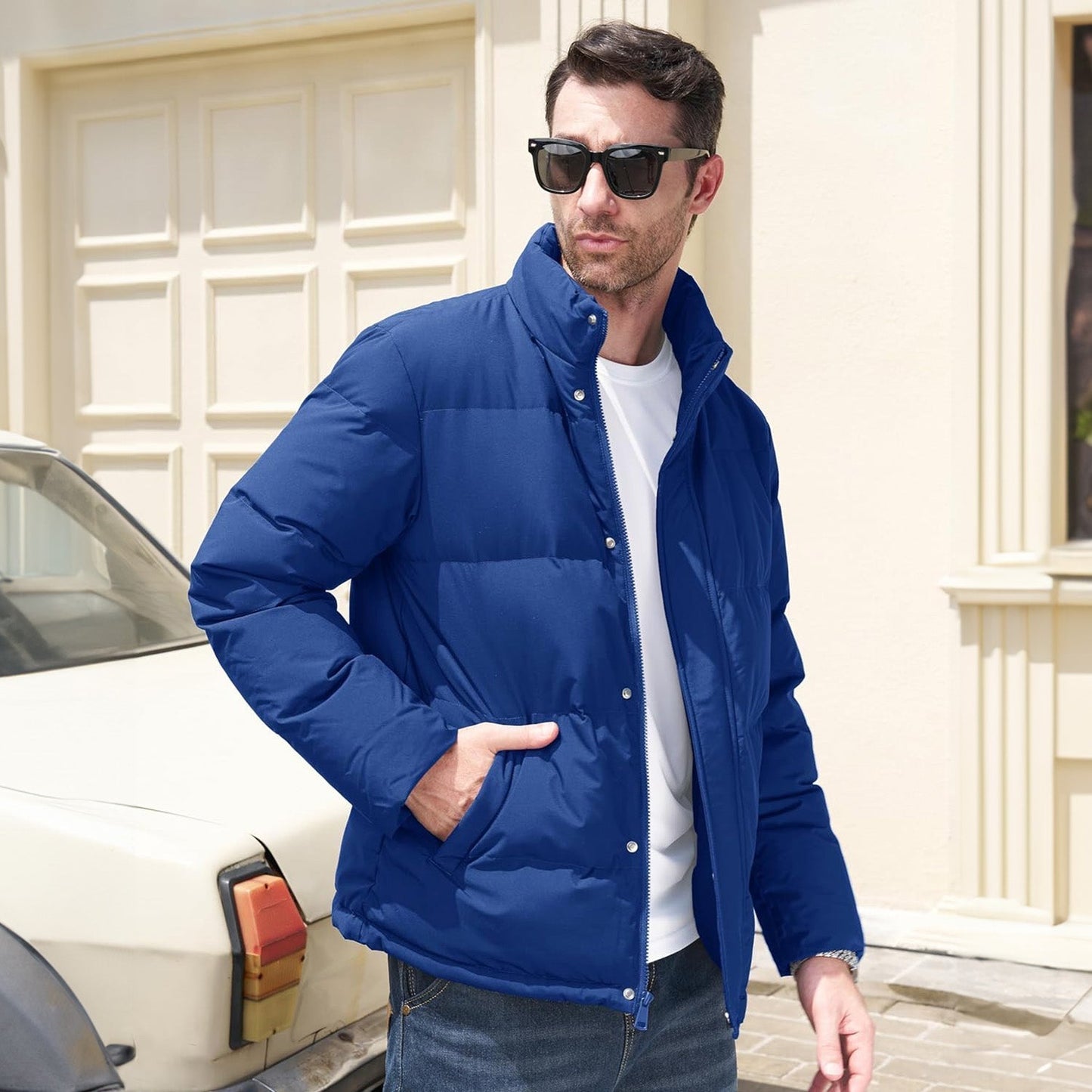 Men's Down Puffer Jacket Water-Resistant Black
