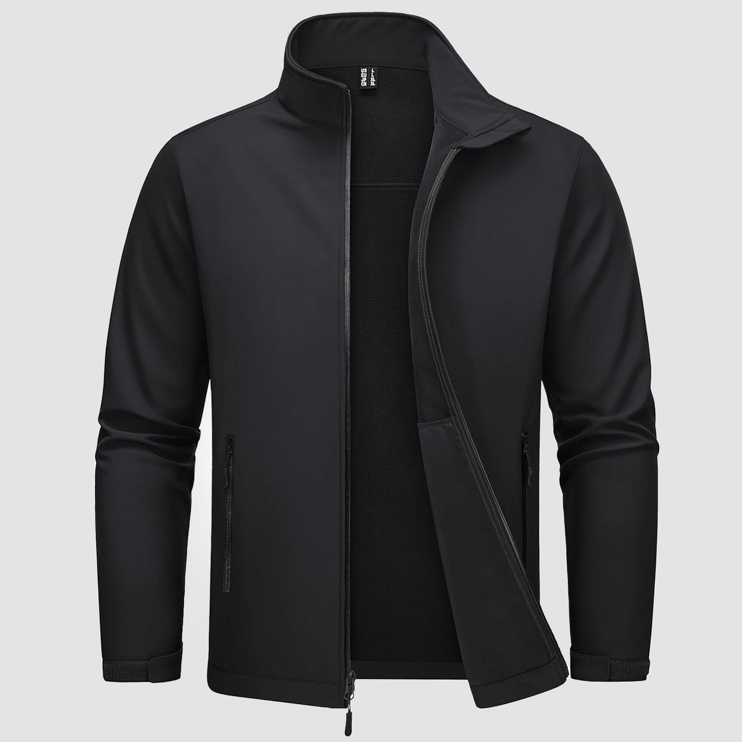 Men's Softshell Jacket Waterproof Fleece Lined Black - Vonnera