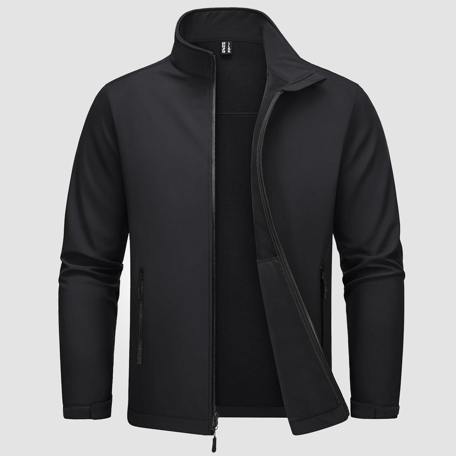 Men's Softshell Jacket Waterproof Fleece Lined Black - Vonnera