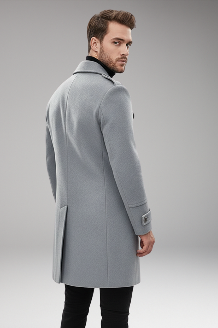 Men's Lapel Coat Button Front Mid-Length
