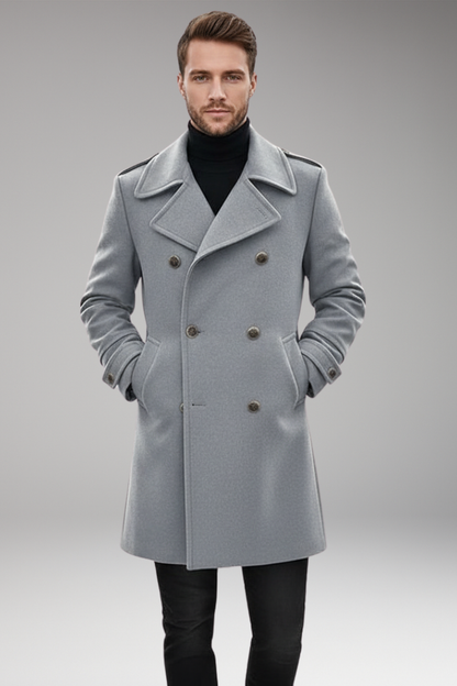 Men's Lapel Coat Button Front Mid-Length