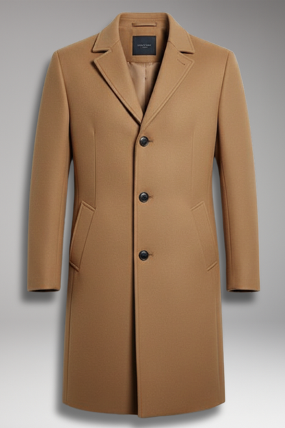 Men's Mid Length Coat Notch Lapel Buttons - Vonnera