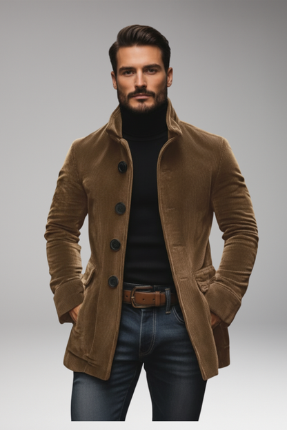 Men's Corduroy Jacket Button Front Brown
