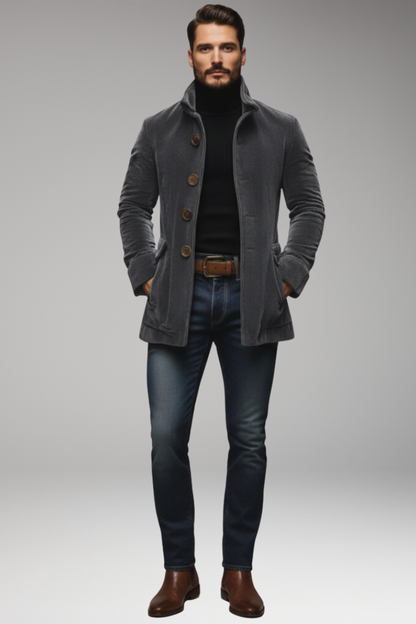 Men's Corduroy Jacket Button Front Brown