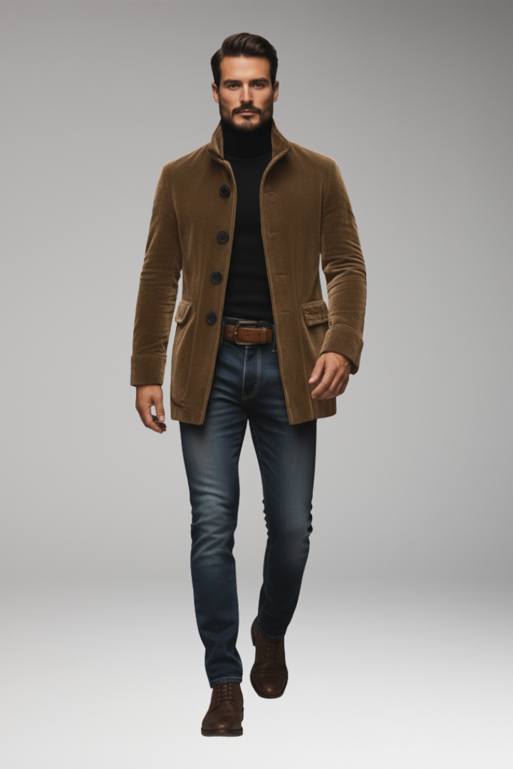 Men's Corduroy Jacket Button Front Brown