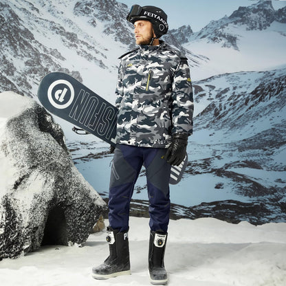Men's Insulated Snow Pants Waterproof Fleece-Lined