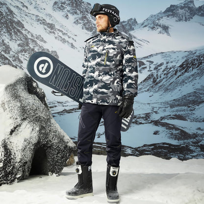 Men's Insulated Snow Pants Waterproof Fleece-Lined