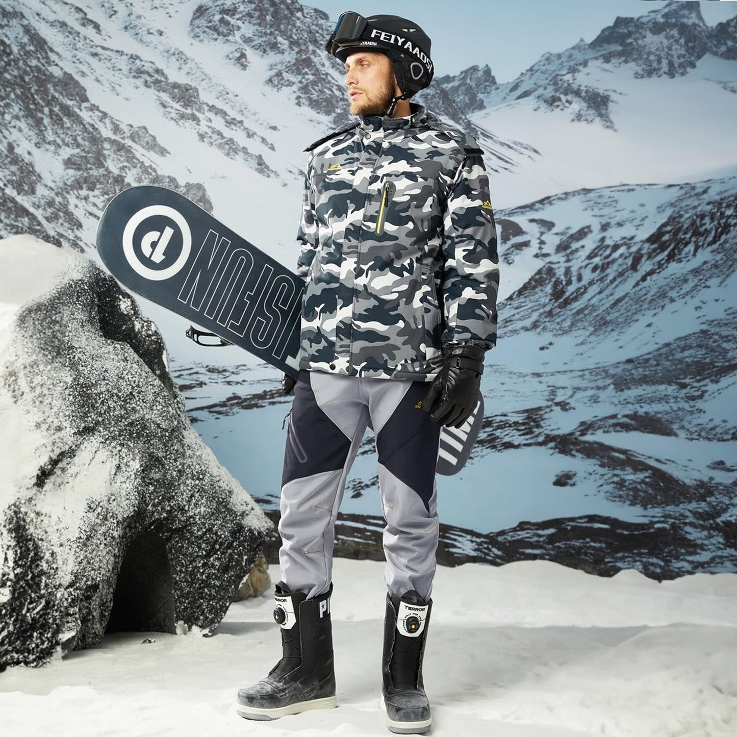 Men's Insulated Snow Pants Waterproof Fleece-Lined