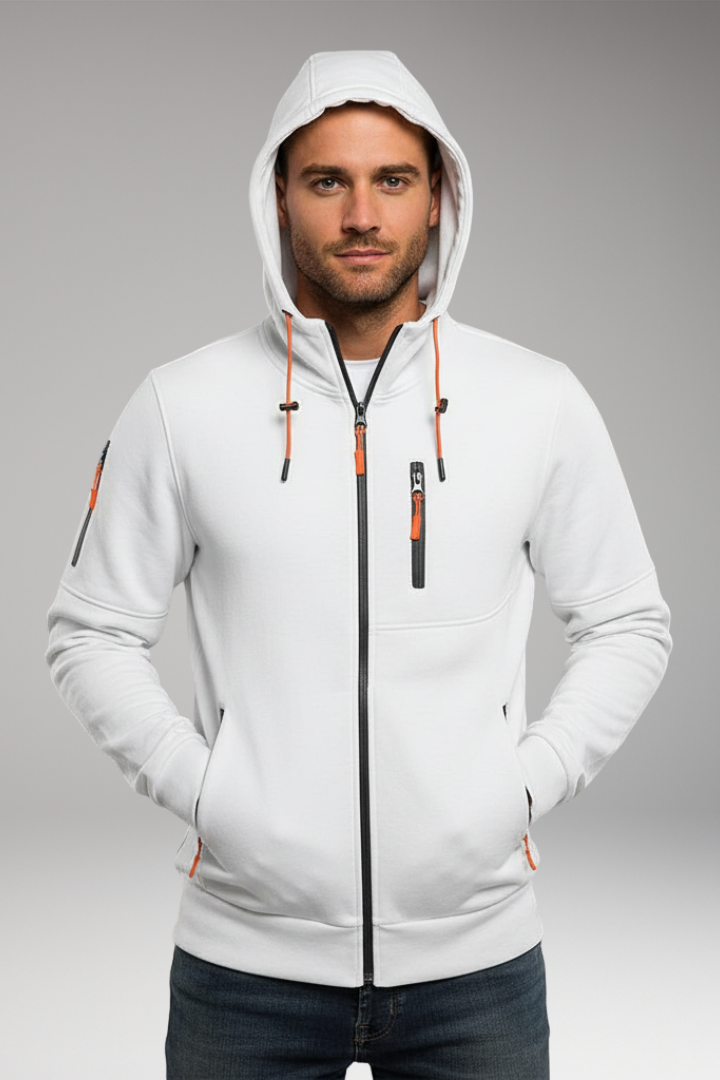 Men's Hooded Zip Jacket With Pockets