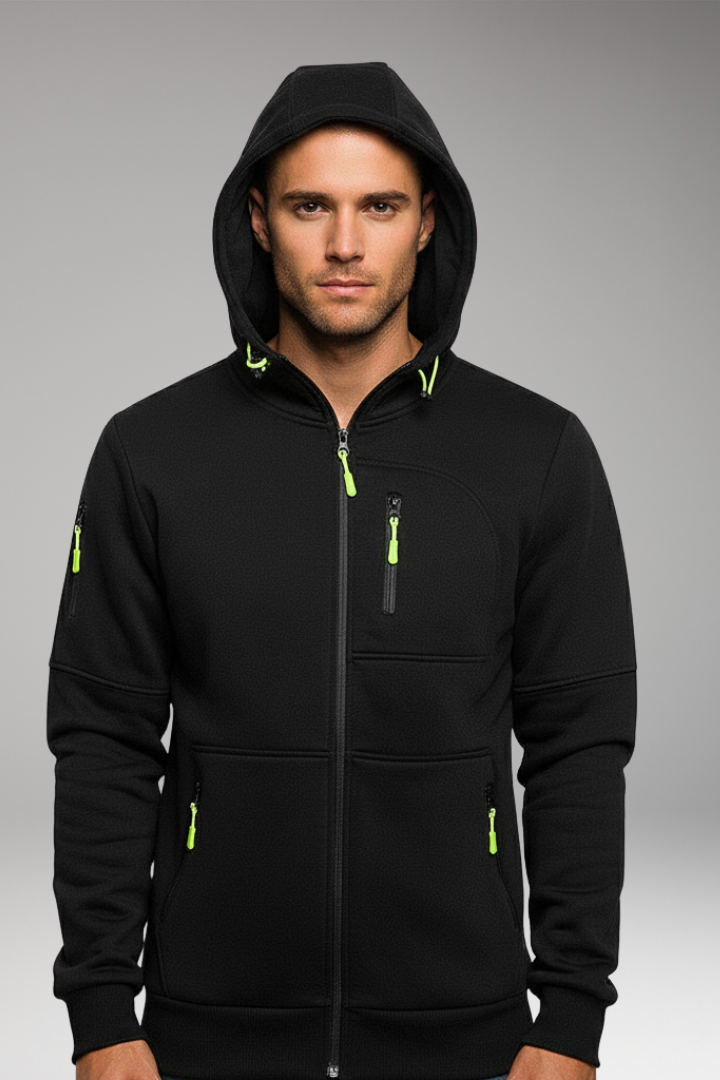 Men's Hooded Zip Jacket With Pockets
