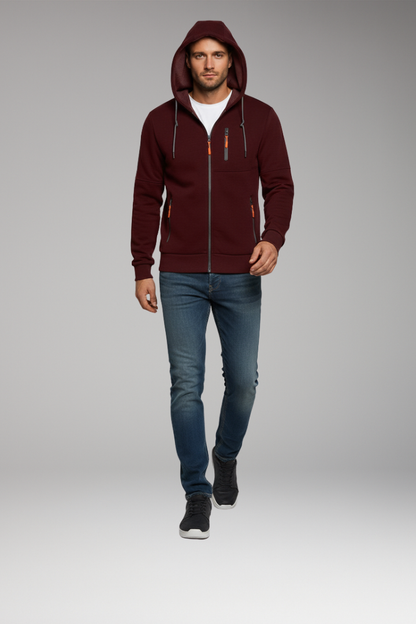 Men's Hooded Zip Jacket With Pockets