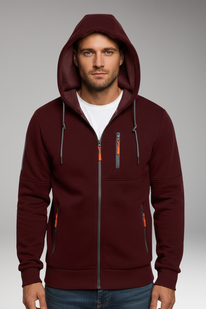 Men's Hooded Zip Jacket With Pockets