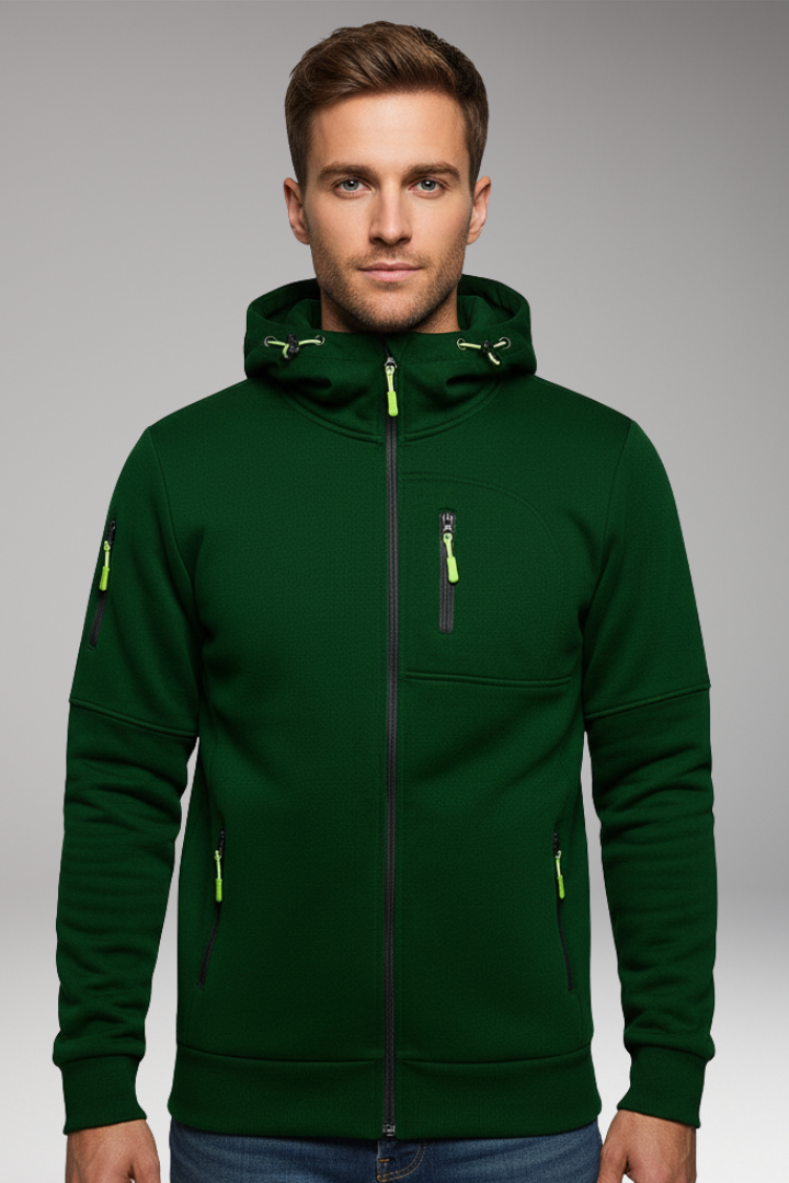 Men's Hooded Zip Jacket With Pockets