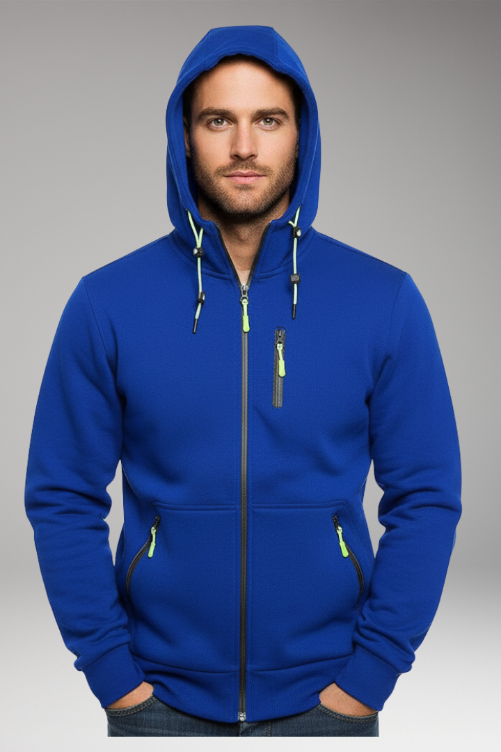 Men's Hooded Zip Jacket With Pockets