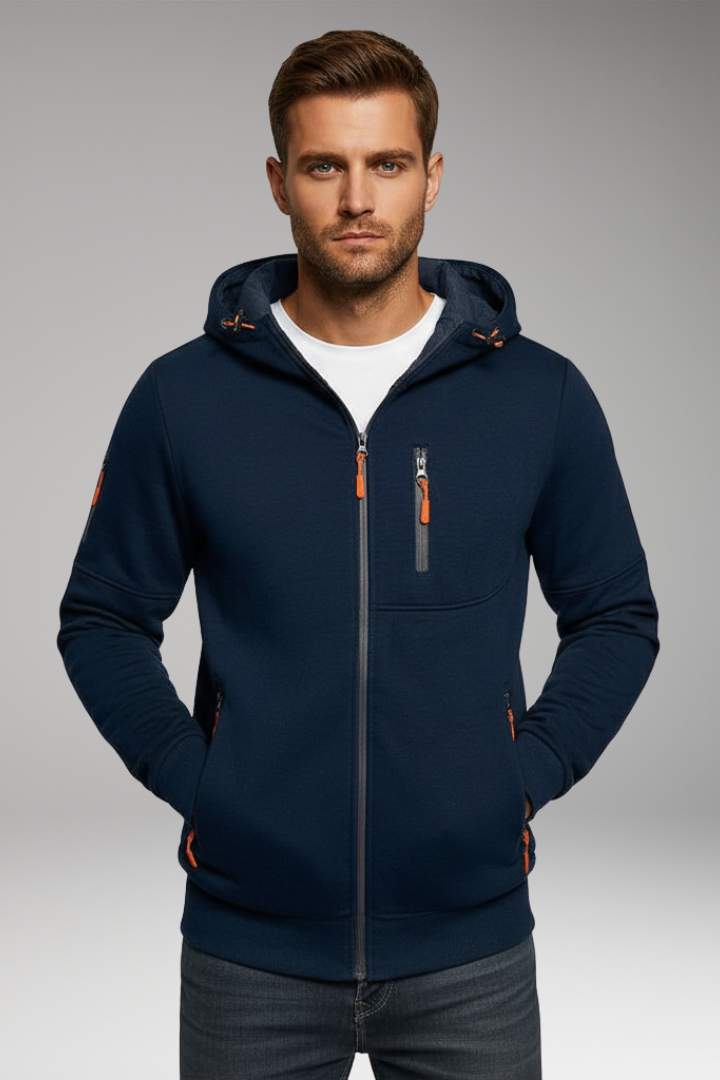 Men's Hooded Zip Jacket With Pockets