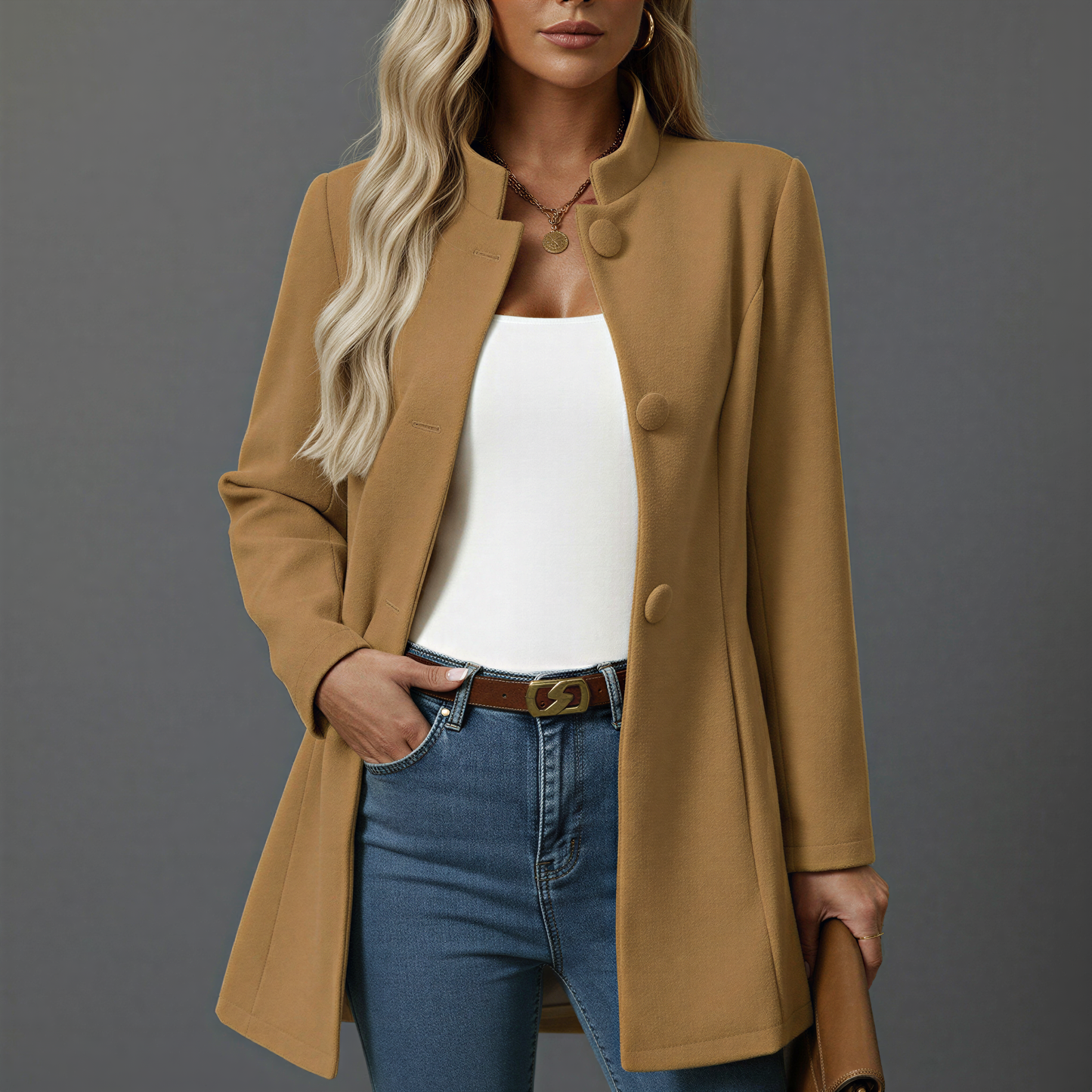 Meredith Women's A-Line Coat Button Front - Vonnera