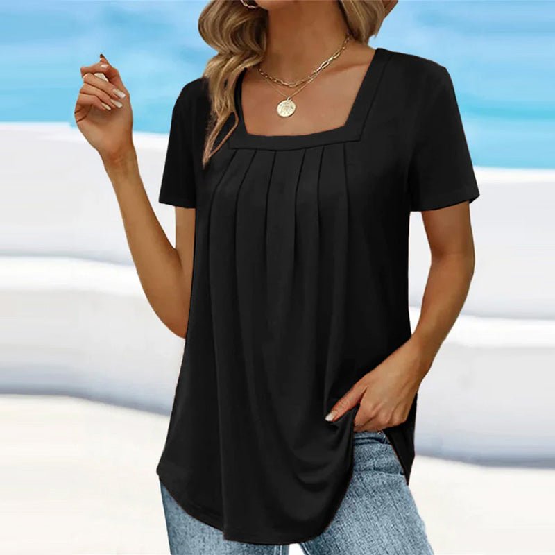 Women's Square Neck Pleated Blouse