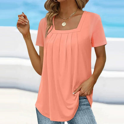 Women's Square Neck Pleated Blouse