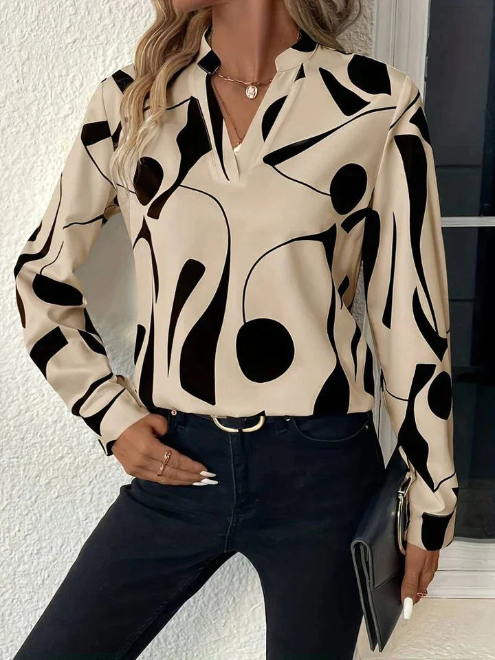 Michele Women's Long Sleeve Printed Blouse - Vonnera