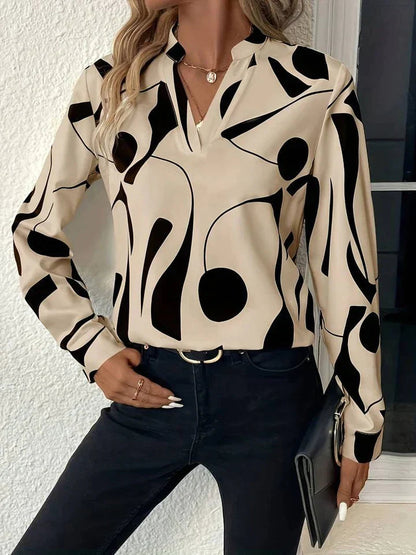 Michele Women's Long Sleeve Printed Blouse - Vonnera