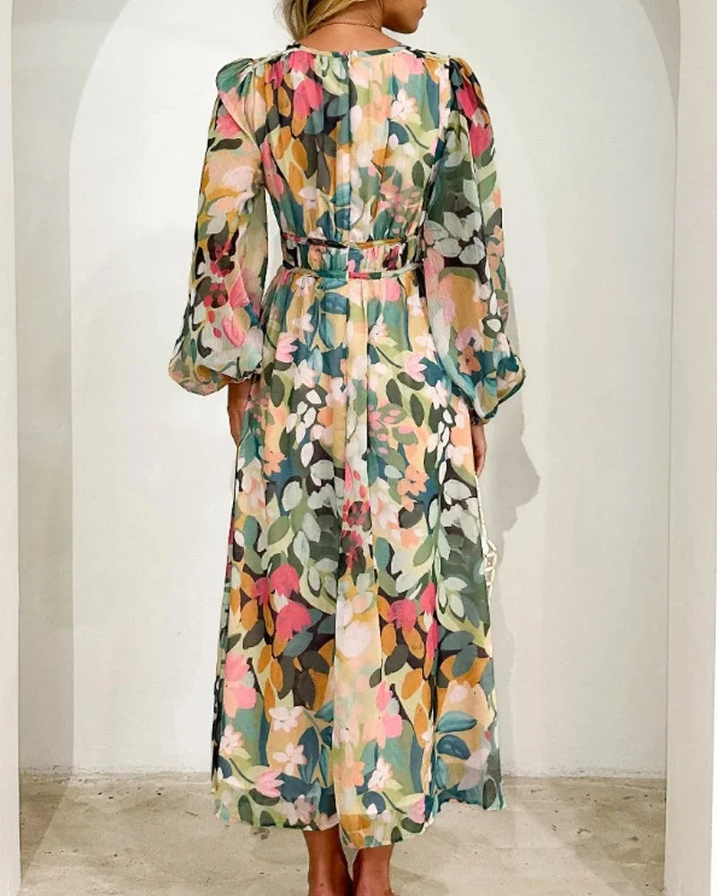 Mikaela – Floral Kaftan Maxi Dress with Long Sleeves