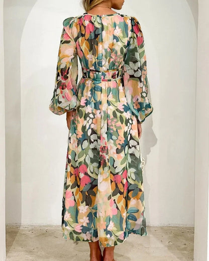 Mikaela – Floral Kaftan Maxi Dress with Long Sleeves